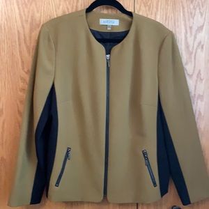 Kasper blazer, khaki with black accents, size 18